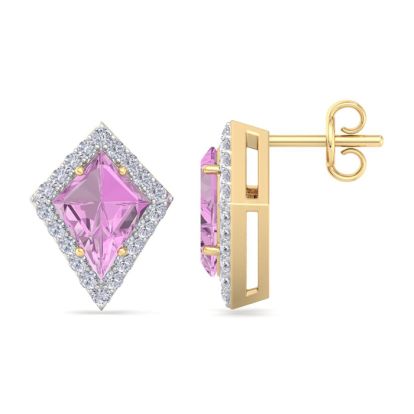 Pink Topaz Earrings: 2 1/5 Carat Pink Topaz and Diamond Earrings