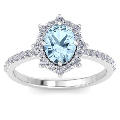 Aquamarine Ring: 1 1/2 Carat Aquamarine and Diamond Ring