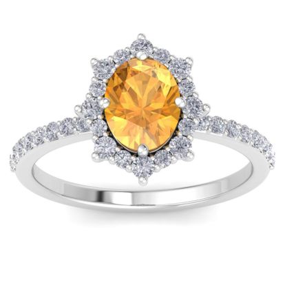 Citrine Ring: 1 1/2 Carat Citrine and Diamond Ring