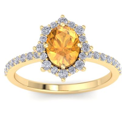 Citrine Ring: 1 1/2 Carat Citrine and Diamond Ring