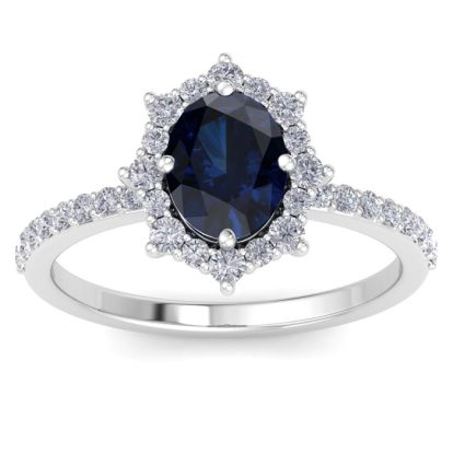 Sapphire Ring: 2 Carat Sapphire and Diamond Ring