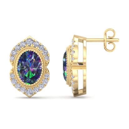 Mystic Topaz Earrings: 2 1/2 Carat Mystic Topaz and Diamond Earrings