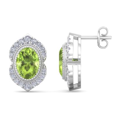 Peridot Earrings: 2 1/2 Carat Peridot and Diamond Earrings