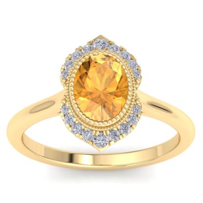 Citrine Ring: 1 1/5 Carat Citrine and Diamond Ring