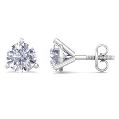 2 Carat Lab Grown Diamond Earrings In 14 Karat White Gold, Martini Setting