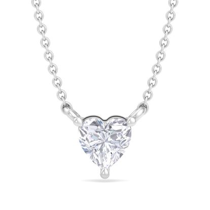 1/3 Carat Heart Shape Lab Grown Diamond Solitaire Necklace In 14 Karat White Gold
