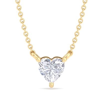 1/3 Carat Heart Shape Lab Grown Diamond Solitaire Necklace In 14 Karat Yellow Gold
