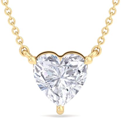 2 Carat Heart Shape Lab Grown Diamond Solitaire Necklace In 14 Karat Yellow Gold