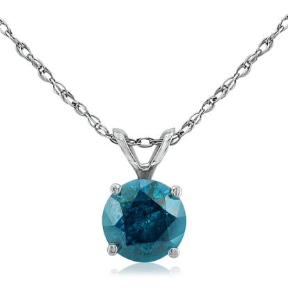 1/2ct Round Brilliant Cut Blue Diamond Pendant in White Gold