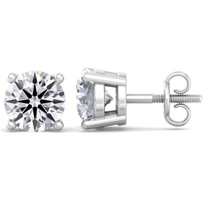 5 Carat Lab Grown Diamond Earrings In 14 Karat White Gold, Basket Setting