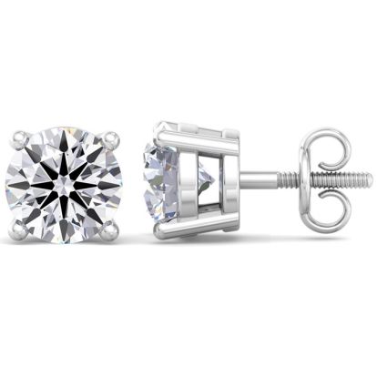 6 Carat Lab Grown Diamond Earrings In 14 Karat White Gold, Basket Setting