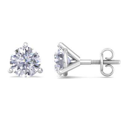 1 1/2 Carat Lab Grown Diamond Earrings In 14 Karat White Gold, Martini Setting