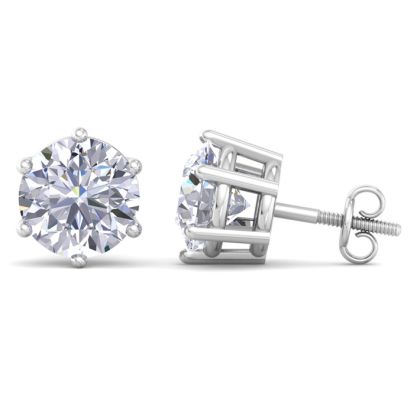 4 Carat Lab Grown Diamond Earrings In 14 Karat White Gold, 6-Prong Setting