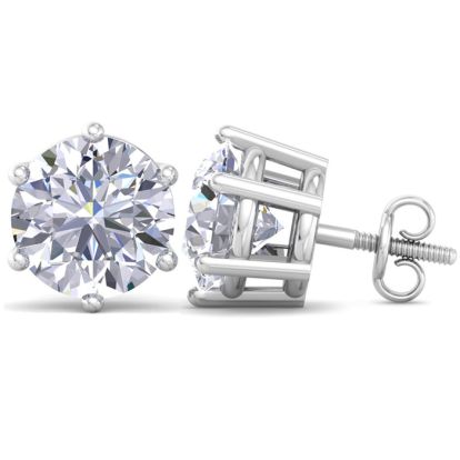 10 Carat Lab Grown Diamond Earrings In 14 Karat White Gold, 6-Prong Setting