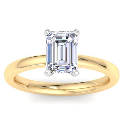 2 Carat Emerald Cut Lab Grown Diamond Ring In 14K Yellow Gold, Solitaire