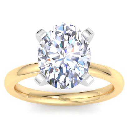 5 Carat Oval Shape Lab Grown Diamond Ring In 14K Yellow Gold, Solitaire