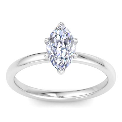1 Carat Marquise Shape Lab Grown Diamond Ring In 14K White Gold, Solitaire
