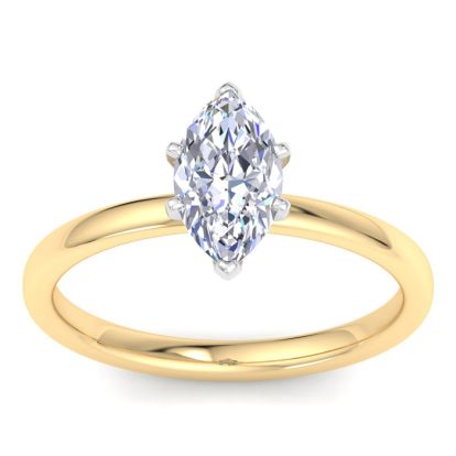 1 Carat Marquise Shape Lab Grown Diamond Ring In 14K Yellow Gold, Solitaire