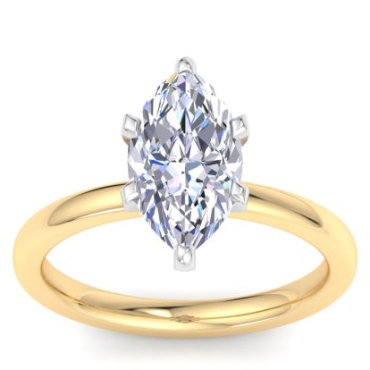2 Carat Marquise Shape Lab Grown Diamond Ring In 14K Yellow Gold, Solitaire