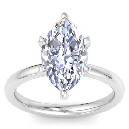 3 Carat Marquise Shape Lab Grown Diamond Ring In 14K White Gold, Solitaire