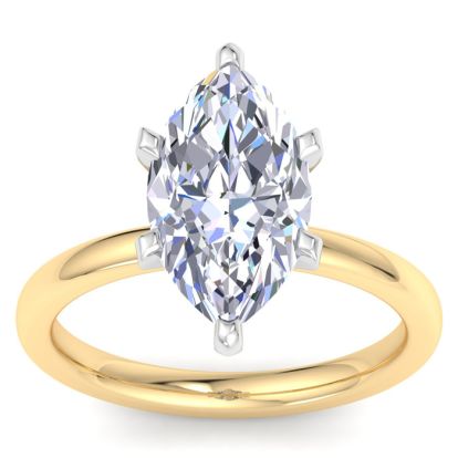 3 Carat Marquise Shape Lab Grown Diamond Ring In 14K Yellow Gold, Solitaire