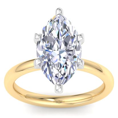 4 Carat Marquise Shape Lab Grown Diamond Ring In 14K Yellow Gold, Solitaire
