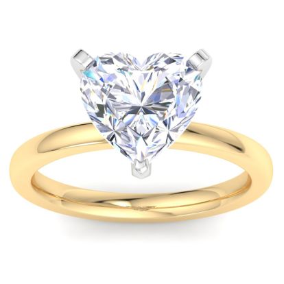 3 Carat Heart Shape Lab Grown Diamond Ring In 14K Yellow Gold, Solitaire