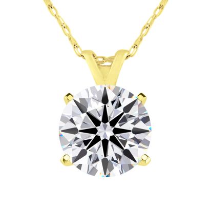 2 Carat Round Shape Lab Grown Diamond Solitaire Necklace In 14K Yellow Gold
