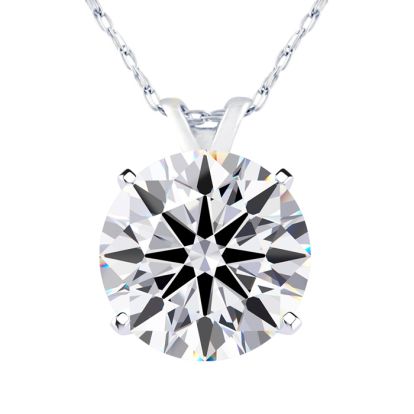 3 Carat Round Shape Lab Grown Diamond Solitaire Necklace In 14K White Gold