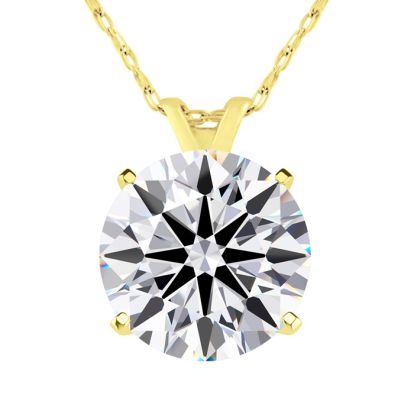 3 Carat Round Shape Lab Grown Diamond Solitaire Necklace In 14K Yellow Gold