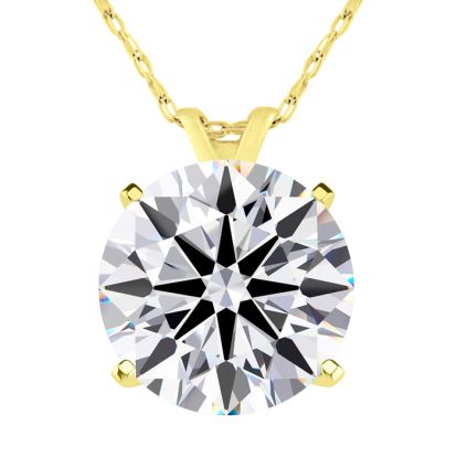 4 Carat Round Shape Lab Grown Diamond Solitaire Necklace In 14K Yellow Gold