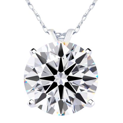 5 Carat Round Shape Lab Grown Diamond Solitaire Necklace In 14K White Gold