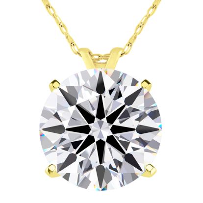 5 Carat Round Shape Lab Grown Diamond Solitaire Necklace In 14K Yellow Gold