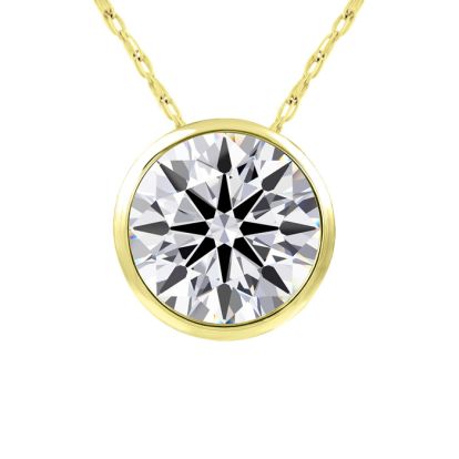2 Carat Round Shape Lab Grown Diamond Solitaire Necklace In 14K Yellow Gold