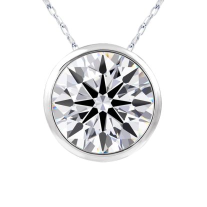 3 Carat Round Shape Lab Grown Diamond Solitaire Necklace In 14K White Gold
