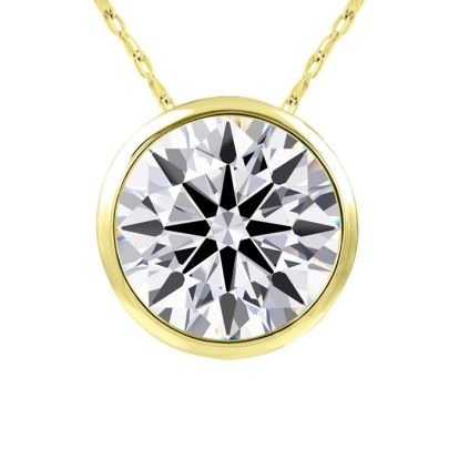 3 Carat Round Shape Lab Grown Diamond Solitaire Necklace In 14K Yellow Gold