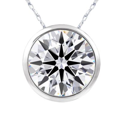 4 Carat Round Shape Lab Grown Diamond Solitaire Necklace In 14K White Gold