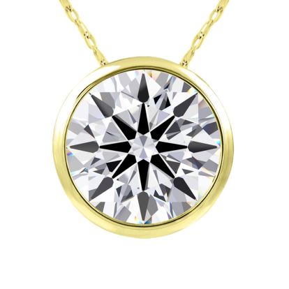 4 Carat Round Shape Lab Grown Diamond Solitaire Necklace In 14K Yellow Gold