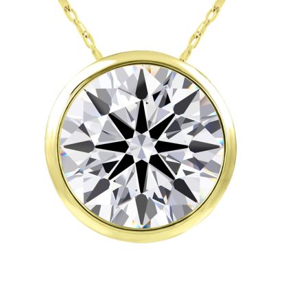 5 Carat Round Shape Lab Grown Diamond Solitaire Necklace In 14K Yellow Gold