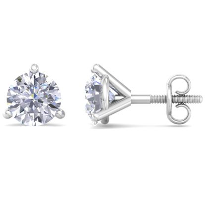 3 Carat Lab Grown Diamond Earrings In 14 Karat White Gold, Martini Setting