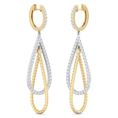 2 Carat Lab Grown Diamond Drop Earrings In 14 Karat Two Tone Gold
