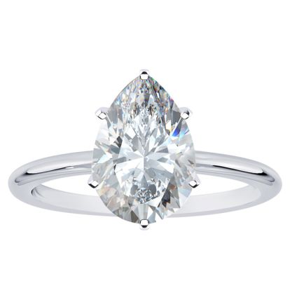 14 Karat White Gold Semi Mount for 2 Carat Pear Diamond