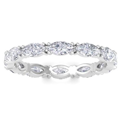 1 2/3 Carat Marquise Shape Lab Grown Diamond Eternity Ring In 14 Karat White Gold, Ring Size 5