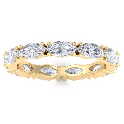 2 3/4 Carat Marquise Shape Lab Grown Diamond Eternity Ring In 14 Karat Yellow Gold, Ring Size 7