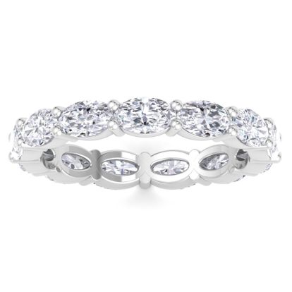 2 3/4 Carat Oval Shape Lab Grown Diamond Eternity Ring In 14 Karat White Gold, Ring Size 7.5