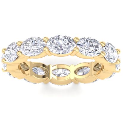 4 1/2 Carat Oval Shape Lab Grown Diamond Eternity Ring In 14 Karat Yellow Gold, Ring Size 6