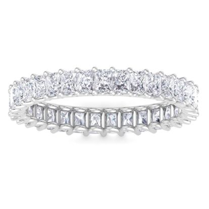 2 1/2 Carat Princess Cut Lab Grown Diamond Eternity Ring In 14 Karat White Gold, Ring Size 6.5