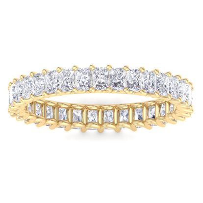 2.40 Carat Princess Cut Lab Grown Diamond Eternity Ring In 14 Karat Yellow Gold, Ring Size 5