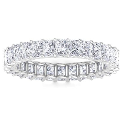 4.60 Carat Princess Cut Lab Grown Diamond Eternity Ring In 14 Karat White Gold, Ring Size 7.5
