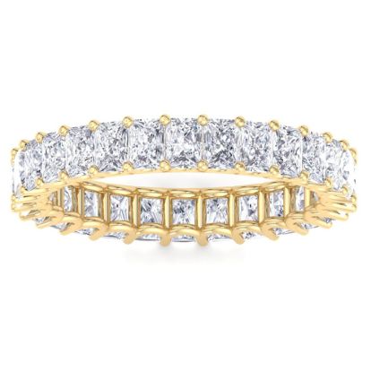 4 3/4 Carat Princess Cut Lab Grown Diamond Eternity Ring In 14 Karat Yellow Gold, Ring Size 9